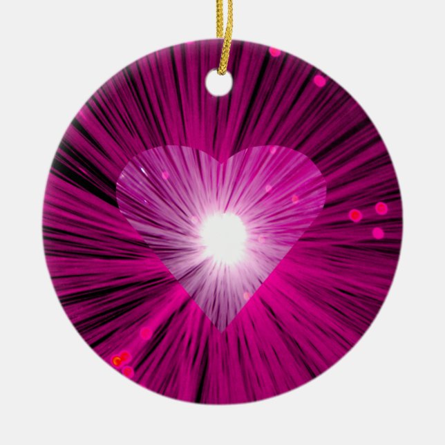 Pink Heart round ornament (Front)