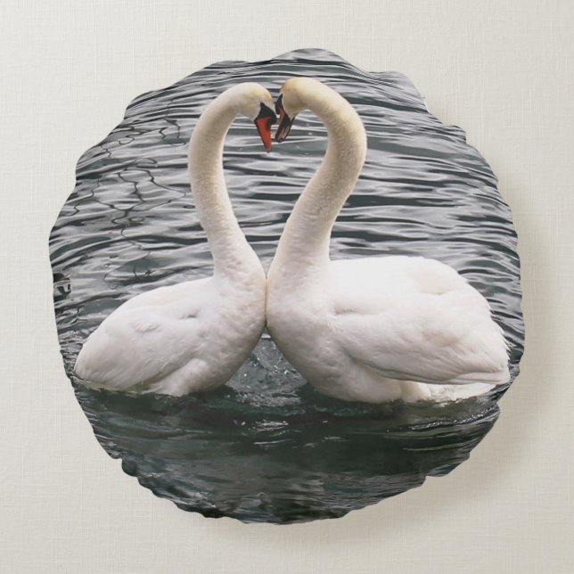 Pink Heart Round Pillow (Back)