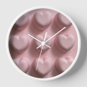 Pink Heart Round Wall Clock