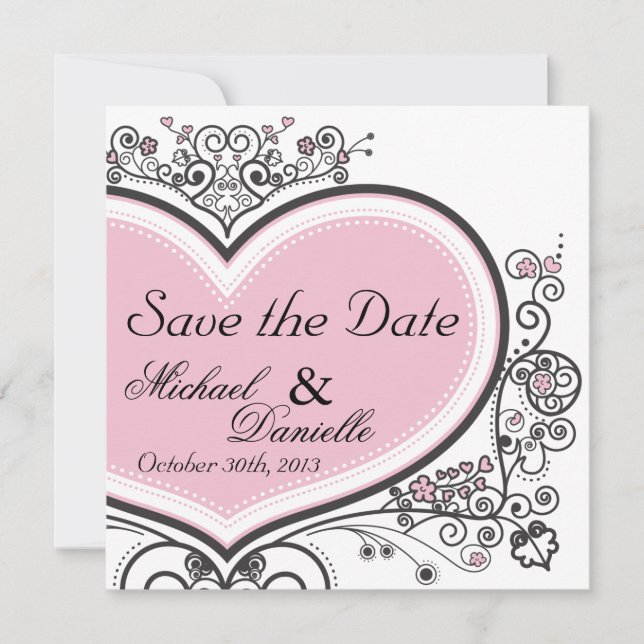 Pink Heart Save The Date (Front)