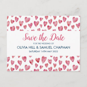 Pink Heart Save the Date Card