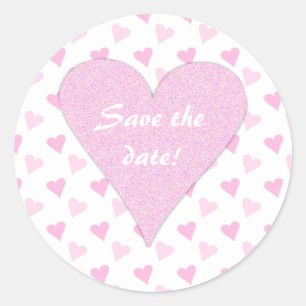 Pink Heart Save The Date Stickers