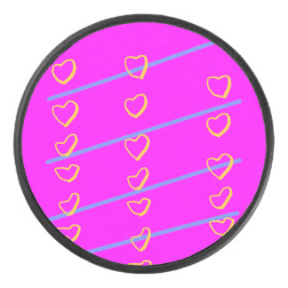 Pink Heart Scroll Hockey Puck