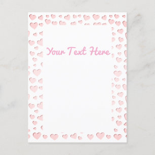 Pink Heart Shape Faux Paper Cut Out Postcard