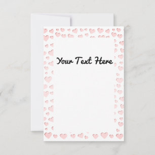 Pink Heart Shape Faux Paper Cut Out Thank You Card