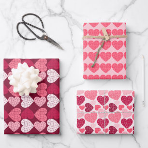 Pink Heart Shape Jigsaw Puzzle  Wrapping Paper Sheet