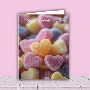 Pink Heart-shaped Candys Valentine's Greeting Card