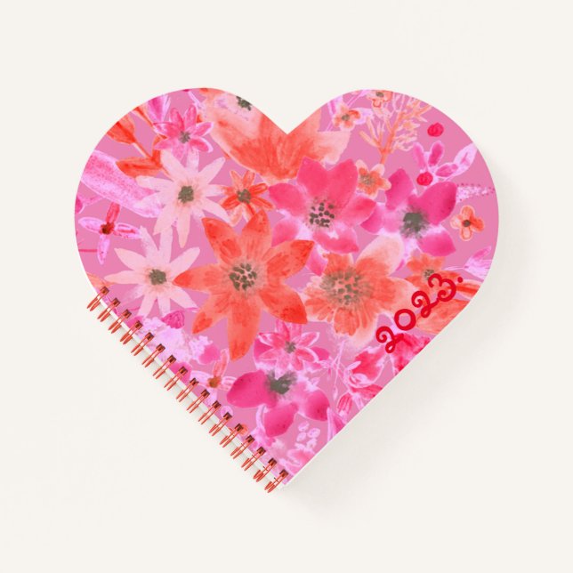 Pink Heart-shaped spiral notebook (Front)