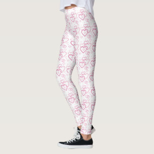 Pink Heart Shapes Pattern Leggings