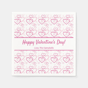 Pink Heart Shapes Pattern & Text - Valentine's Day Napkin