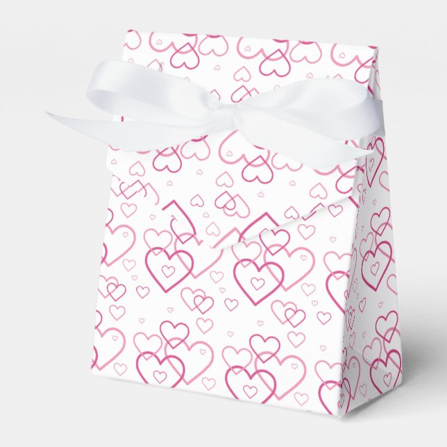 Pink Heart Shapes Pattern - Valentine's Day Favour Box (Front Side)