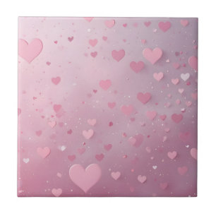 Pink Heart Shower Ceramic Tile
