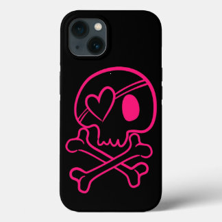 Pink Heart Skull and Crossbones iPhone 13 Case