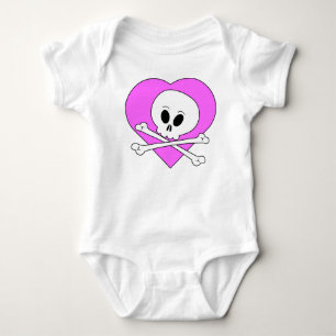Pink Heart Skull Baby Bodysuit