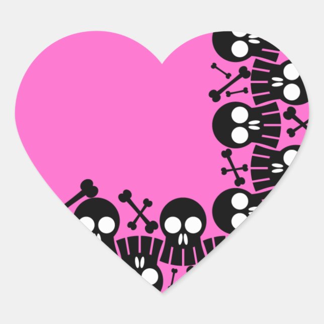 Pink Heart - Skulls & Bones Stickers (Front)