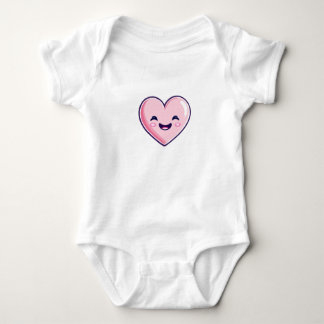 pink heart Smiling Baby Bodysuit