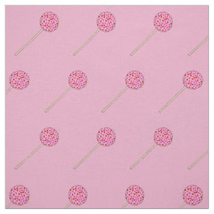 Pink Heart Sprinkles Valentine's Cake Pop Foodie Fabric