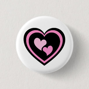 Pink Heart Sticker. 3 Cm Round Badge