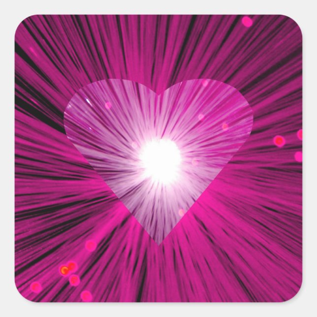 Pink Heart sticker square (Front)