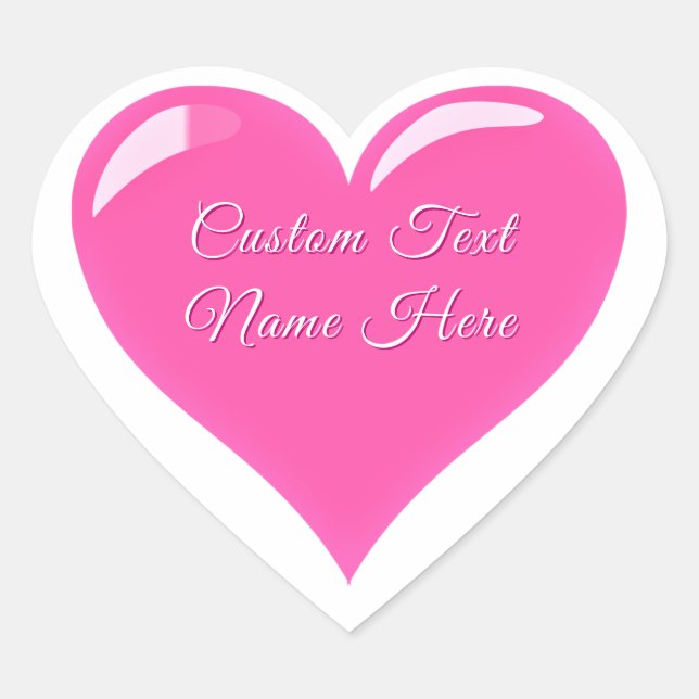 Pink Heart Stickers Personalized Text Love Gifts (Front)