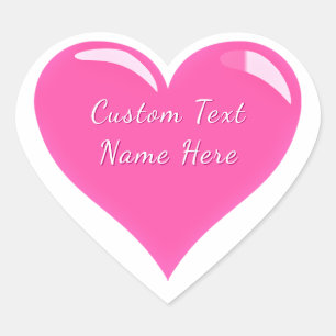 Pink Heart Stickers Romantic Gift Personalize Text