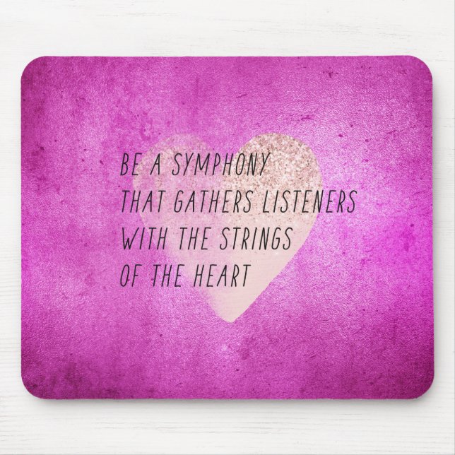 Pink Heart Strings Poem Mouse Pad (Front)