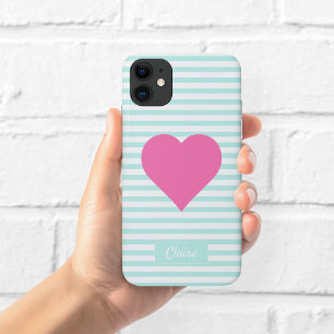 Pink Heart Stripe Phone Case