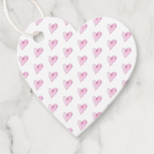Pink Heart Sweet Love Watercolor Art Favour Tags