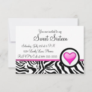 Pink Heart Sweet Sixteen Invitation