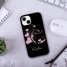 Pink Heart Swirl Faux Glitter