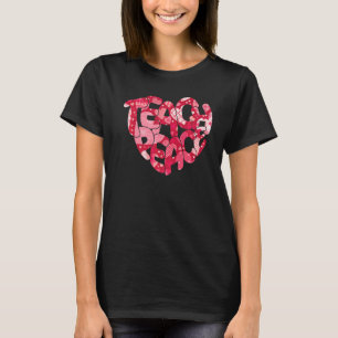 Pink Heart Teach Peace Love Inspiration Hippie Tea T-Shirt