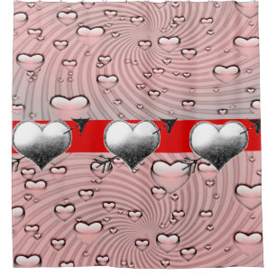 Pink heart teenagers shower curtain red
