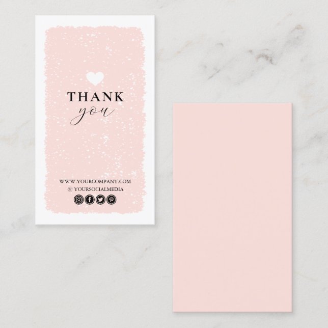 Pink Heart Thank You Card (Front/Back)