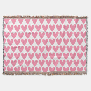 Pink Heart Throw Blanket