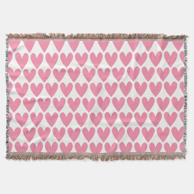Pink Heart Throw Blanket (Front)