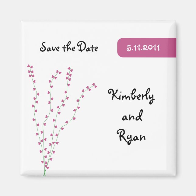 Pink Heart Tree Save the Date Magnet (Front)