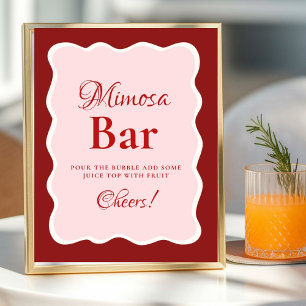 Pink Heart Valentine Bachelorette Mimosa Bar  Sign