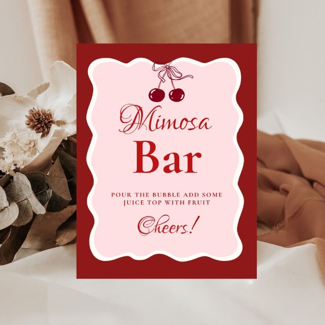 Pink Heart Valentine Bachelorette Mimosa Bar  Sign (Creator Uploaded)