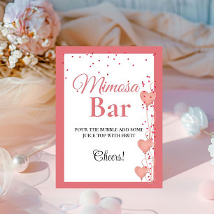 Pink Heart Valentine Bachelorette Mimosa Bar Sign