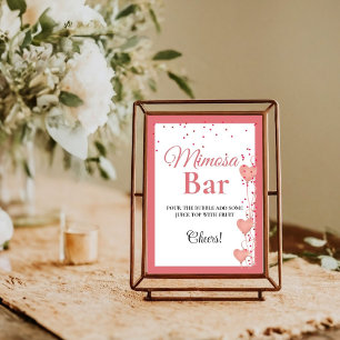 Pink Heart Valentine Bachelorette Mimosa Bar  Sign