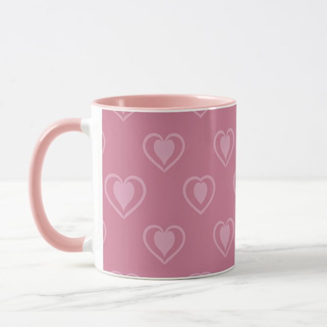 Pink Heart Valentine Coffee Mug (Left)