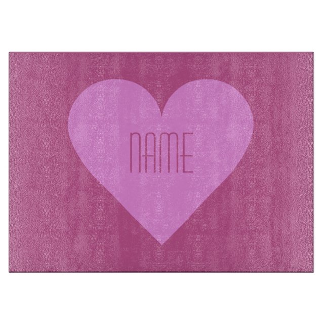 Pink Heart Valentine custom cutting board (Front)