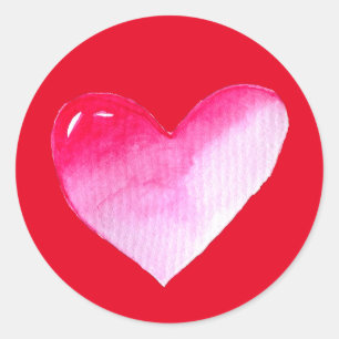 Pink heart valentine pop art classic round sticker
