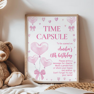 Pink Heart Valentine's Birthday Time Capsule Sign