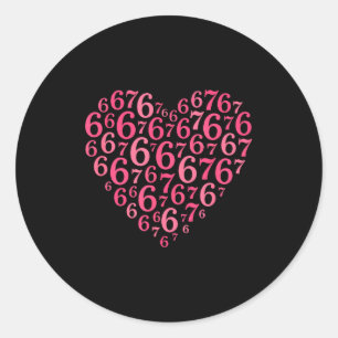 Pink Heart Valentines Day 6 7 Love Heart 6-7 Meme  Classic Round Sticker