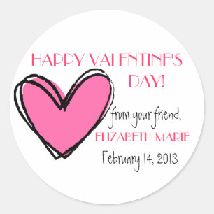 Pink Heart-Valentine's Day Classic Round Sticker