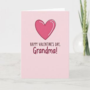 Pink Heart Valentines Day Grandma Card