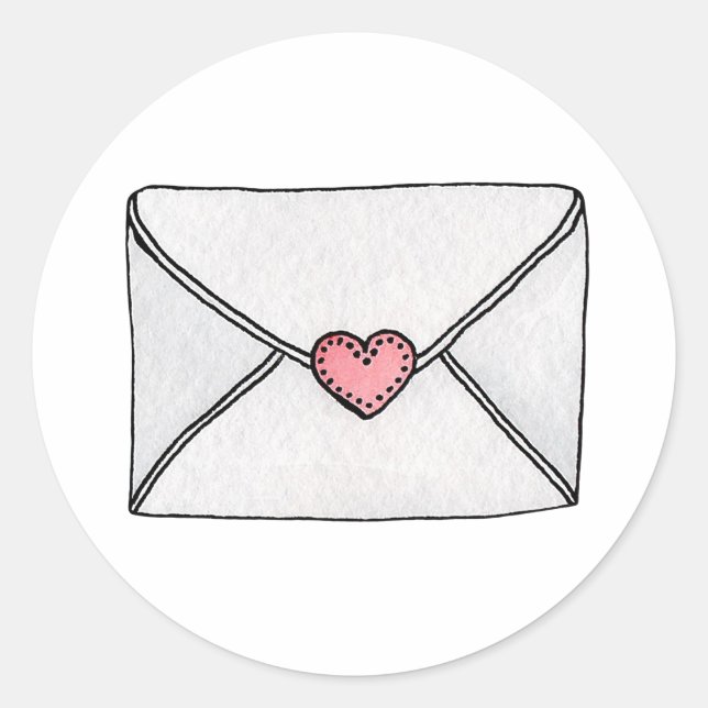 Pink heart. Valentines day. Love letter. Teens Classic Round Sticker (Front)