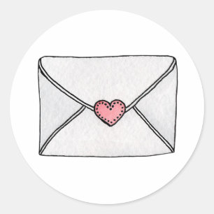 Pink heart. Valentines day. Love letter. Teens Classic Round Sticker