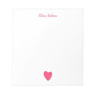 Pink Heart Valentine's Day Personalised Notepad